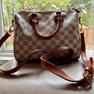 Louis Vuitton Speedy 30 with Cross Body Strap - Damier Azur